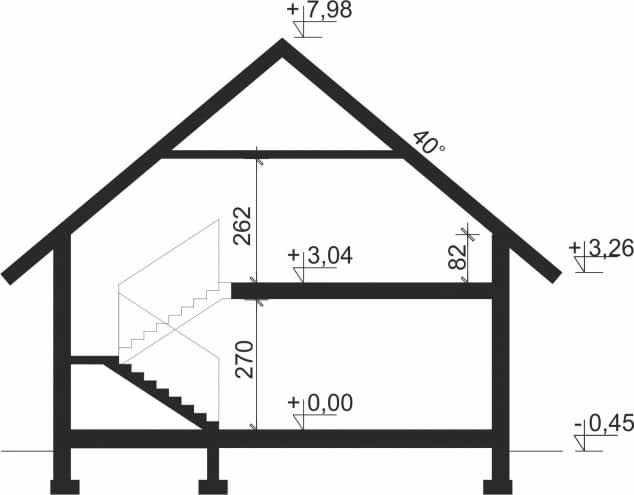 Rzut projektu Dandys 1 - Plan i przekrój (wersja podstawowa)