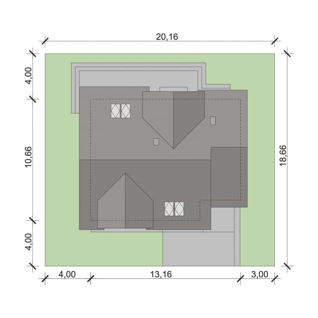 Rzut projektu Nemezjusz - Plan i przekrój (wersja podstawowa)