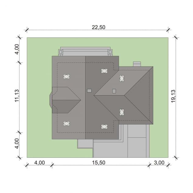 Rzut projektu Arystokles - Plan i przekrój (wersja podstawowa)