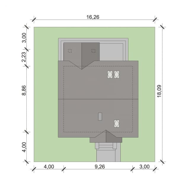 Rzut projektu Aspazja 3 - Plan i przekrój (wersja podstawowa)