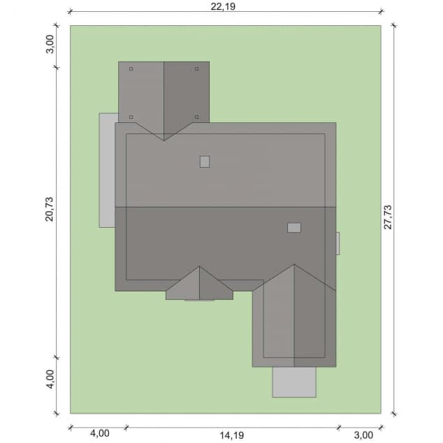 Rzut projektu Gabriel PS - Plan i przekrój (wersja podstawowa)