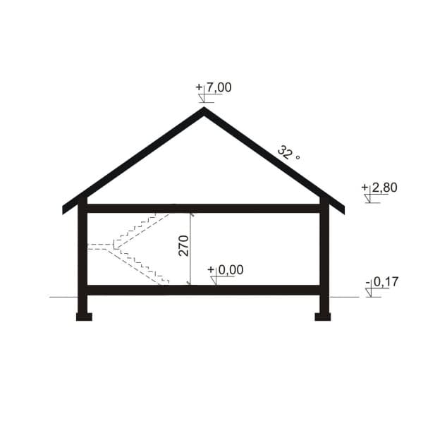 Rzut projektu Gabriel PS - Plan i przekrój (wersja podstawowa)