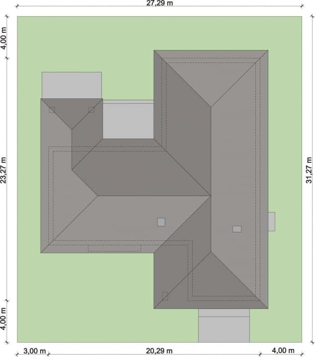 Rzut projektu Domena 111 B - Plan i przekrój (wersja podstawowa)
