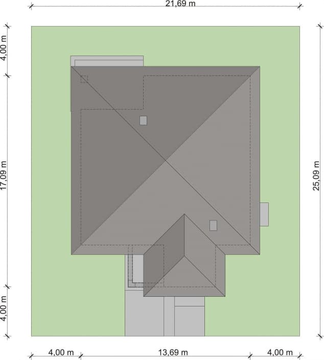 Rzut projektu Domena 101 A - Plan i przekrój (wersja podstawowa)