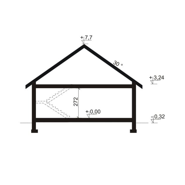 Rzut projektu Domena 101 A - Plan i przekrój (wersja podstawowa)
