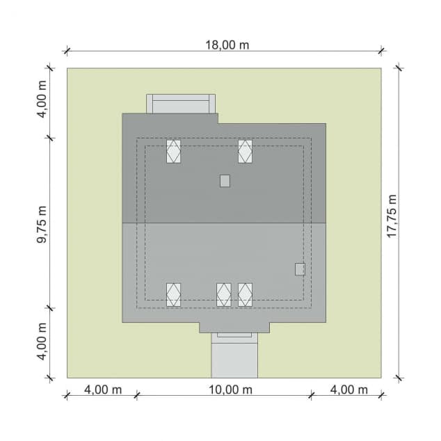 Rzut projektu Domena 202 - Plan i przekrój (wersja podstawowa)