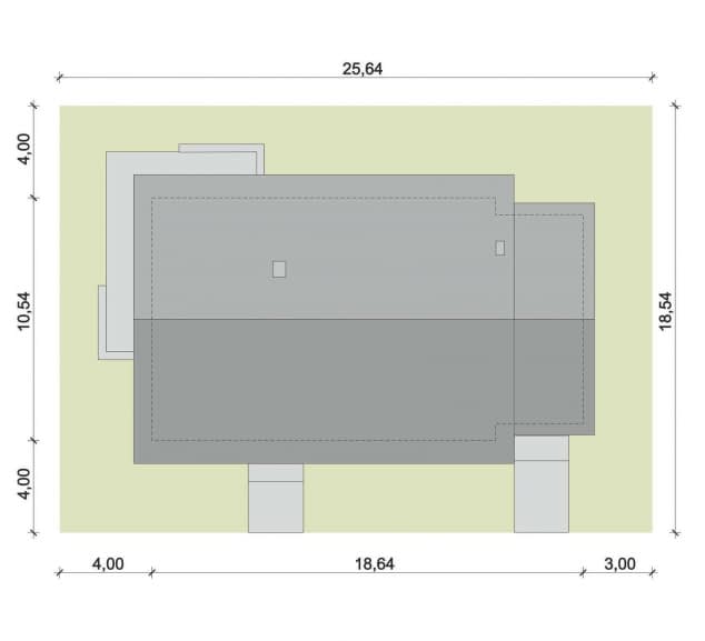 Rzut projektu Domena 104 A-T - Plan i przekrój (wersja podstawowa)