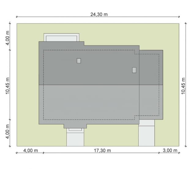 Rzut projektu Atlant 1 A - Plan i przekrój (wersja podstawowa)