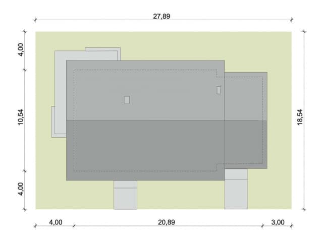 Rzut projektu Domena 104 B-T - Plan i przekrój (wersja podstawowa)