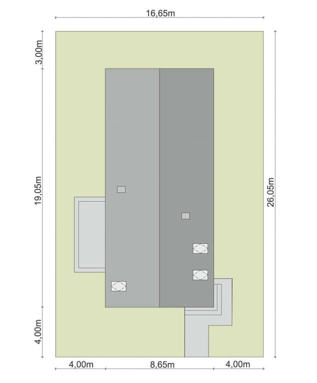 Rzut projektu Domena 122 - Plan i przekrój (wersja podstawowa)