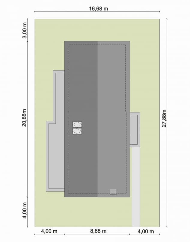 Rzut projektu Domena 123 C1 - Plan i przekrój (wersja podstawowa)