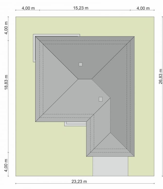 Rzut projektu Domena 124 B1 - Plan i przekrój (wersja podstawowa)