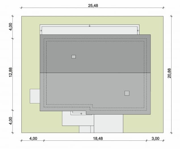 Rzut projektu Domena 145 B1 - Plan i przekrój (wersja podstawowa)