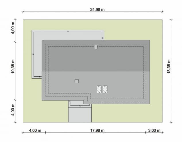 Rzut projektu Domena 139 C1 - Plan i przekrój (wersja podstawowa)