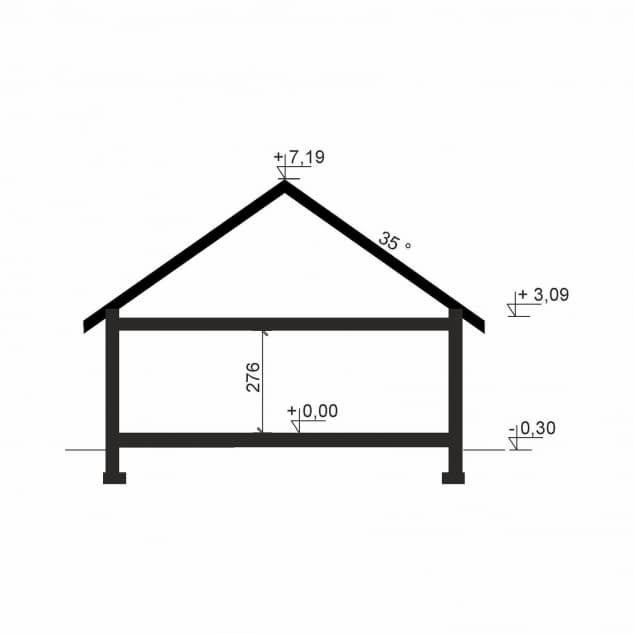 Rzut projektu Domena 139 C1 - Plan i przekrój (wersja podstawowa)