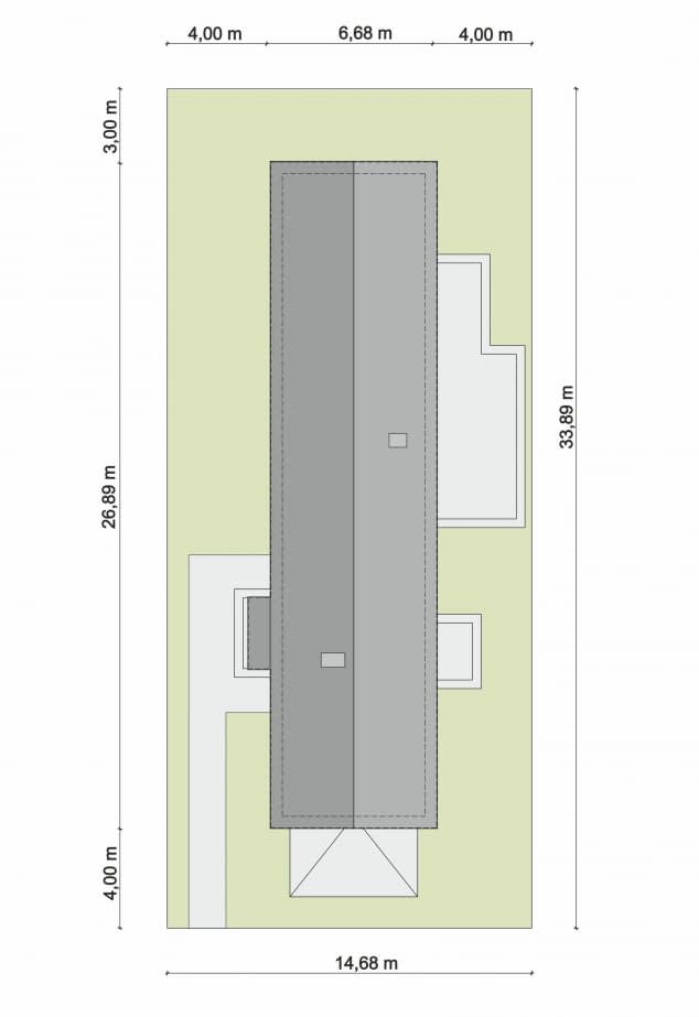 Rzut projektu Domena 148 B - Plan i przekrój (wersja podstawowa)