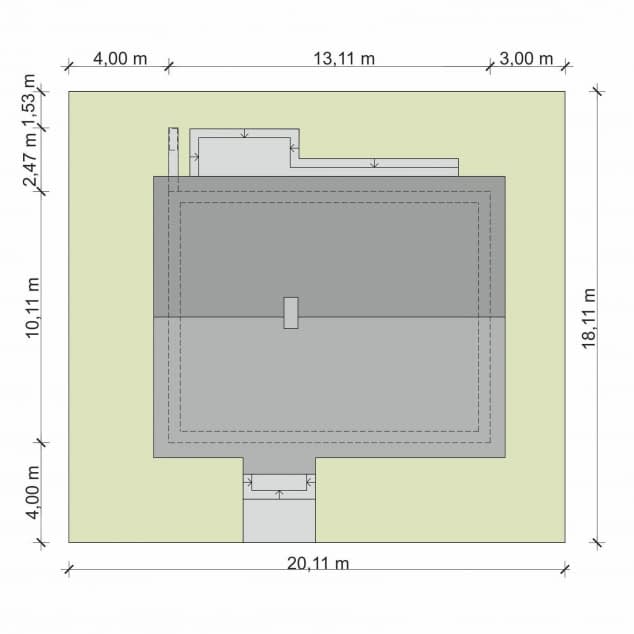 Rzut projektu Domena 150 C - Plan i przekrój (wersja podstawowa)