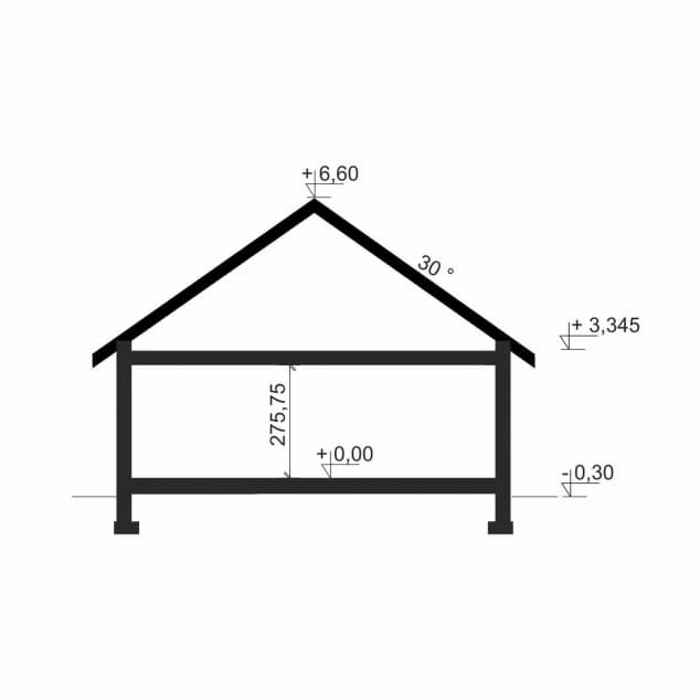 Rzut projektu Domena 150 C - Plan i przekrój (wersja podstawowa)