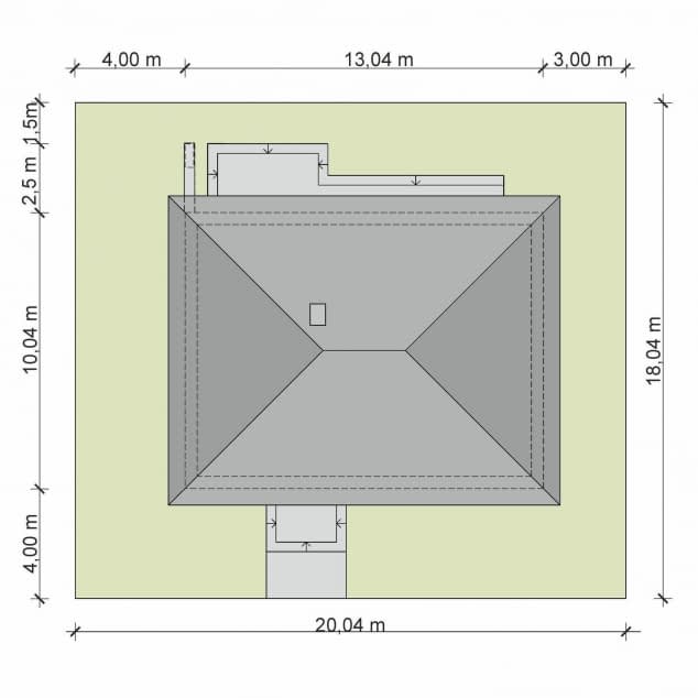 Rzut projektu Domena 150 C1 - Plan i przekrój (wersja podstawowa)