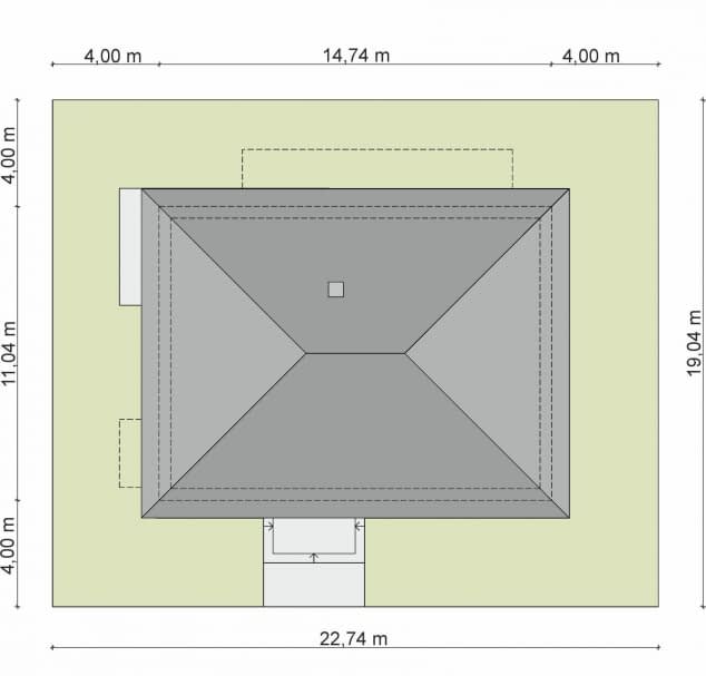 Rzut projektu Domena 149 C - Plan i przekrój (wersja podstawowa)