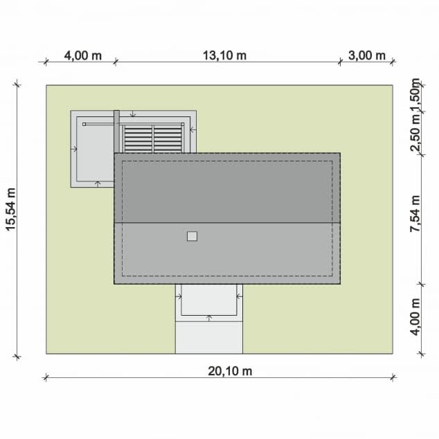 Rzut projektu DOMENA 153 C - Plan i przekrój (wersja podstawowa)