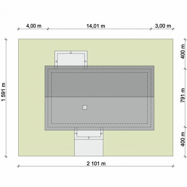 Rzut projektu DOMENA 158 C - Plan i przekrój (wersja podstawowa)
