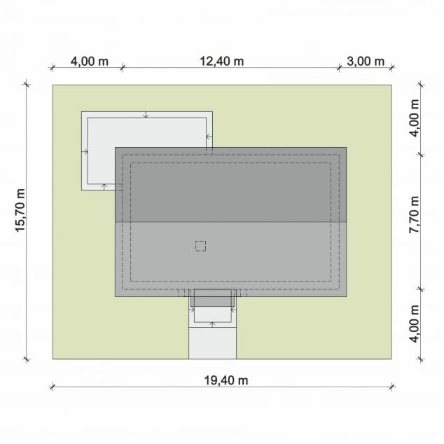 Rzut projektu DOMENA 157 C - Plan i przekrój (wersja podstawowa)