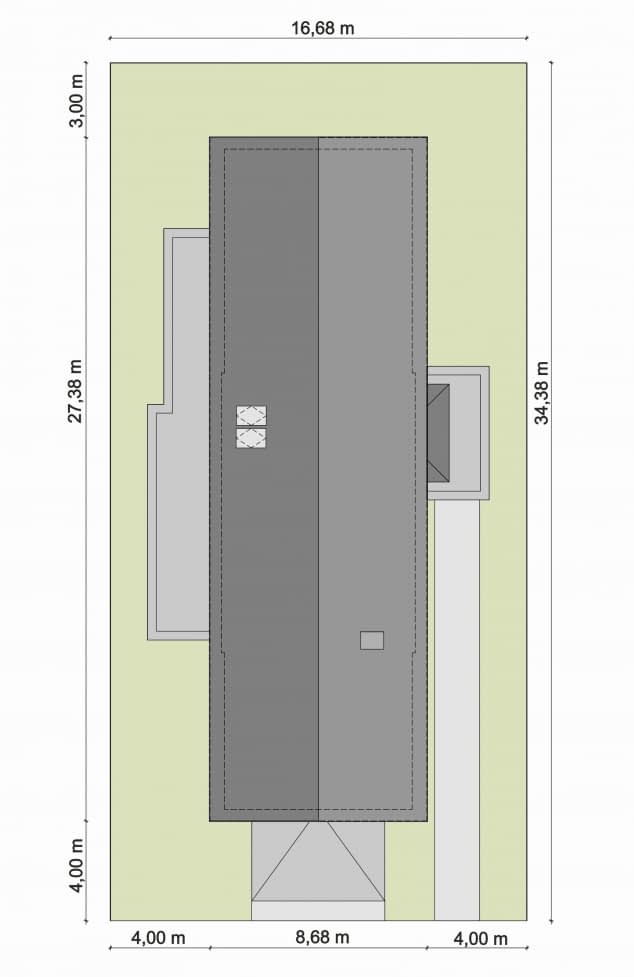 Rzut projektu Domena 123 B1 - Plan i przekrój (wersja podstawowa)