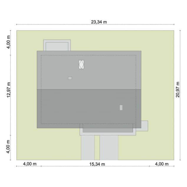 Rzut projektu Domena 114 A - Plan i przekrój (wersja podstawowa)