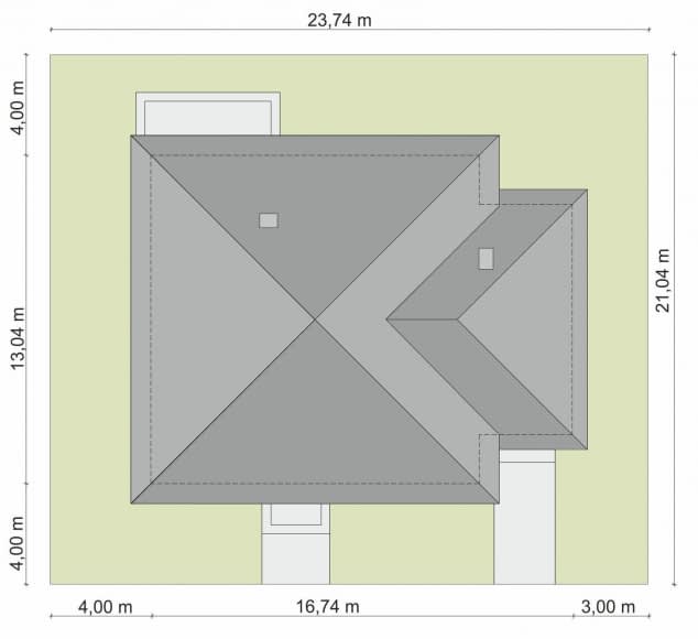 Rzut projektu Domena 121 A - Plan i przekrój (wersja podstawowa)