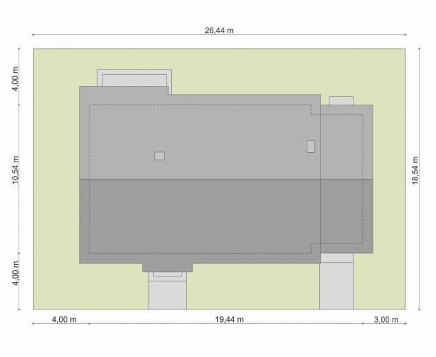 Rzut projektu Domena 103 A-T - Plan i przekrój (wersja podstawowa)