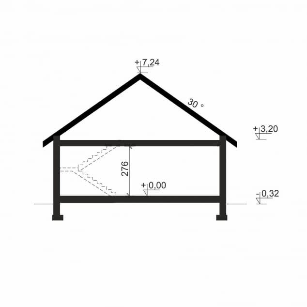 Rzut projektu Domena 131 B - Plan i przekrój (wersja podstawowa)