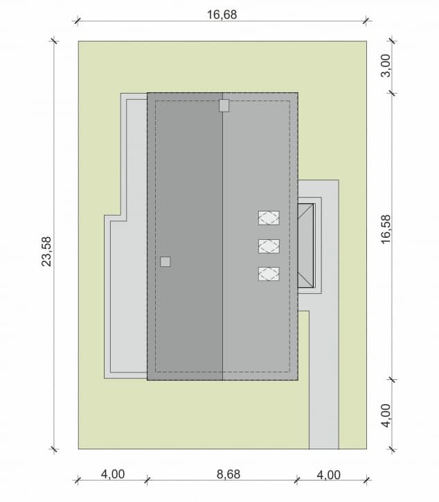 Rzut projektu Domena 130 C - Plan i przekrój (wersja podstawowa)