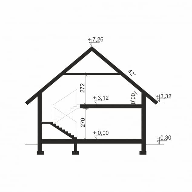 Rzut projektu Domena 130 C - Plan i przekrój (wersja podstawowa)