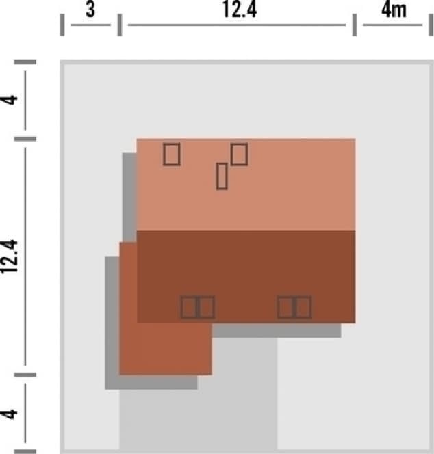 Rzut projektu Seszele z garażem - Rzut na działce