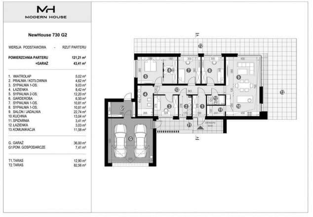 Rzut projektu NewHouse 730 G2 - Rzut parteru