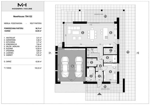 Rzut projektu NewHouse 794 G2 - Rzut parteru