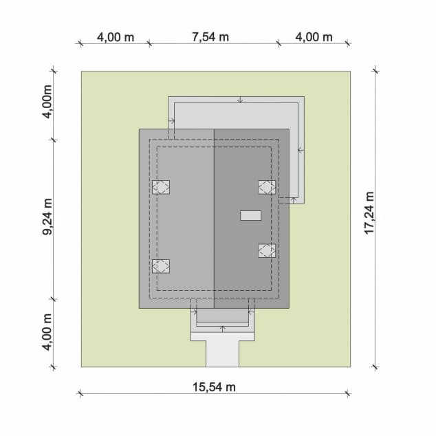 Rzut projektu Domena 207 C4 - Plan i przekrój (wersja podstawowa)