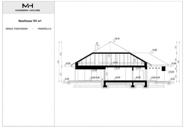 Rzut projektu NewHouse 761 w1 - Przekrój