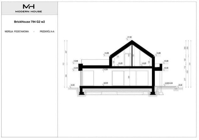 Rzut projektu BrickHouse 794 G2 w1 - Przekrój