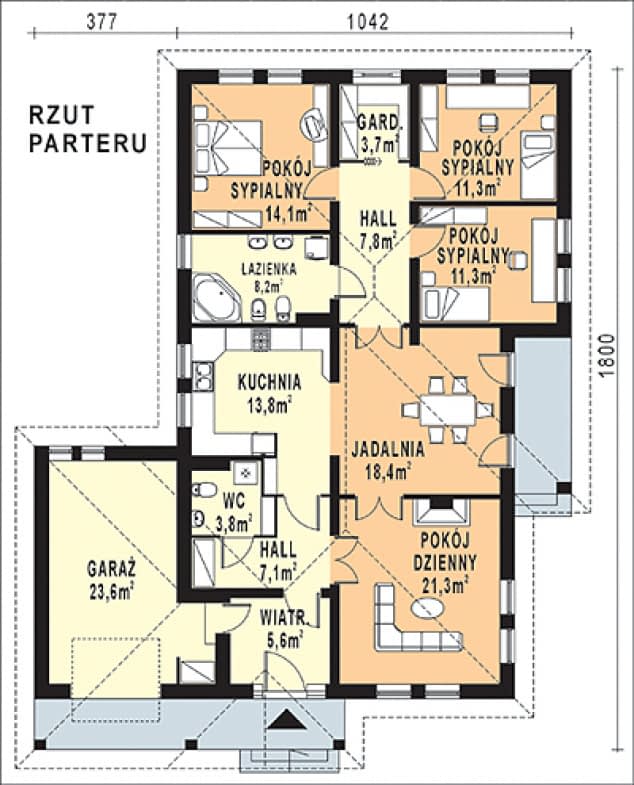 Rzut projektu WB-3468 - Parter