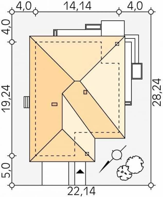 Rzut projektu Ariel 5 (KO) - Usytuowanie na działce