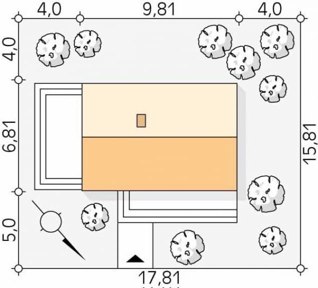 Rzut projektu Natan (PH) - Usytuowanie na działce