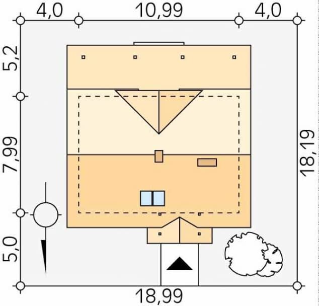 Rzut projektu Malinowy (KO) - Usytuowanie na działce