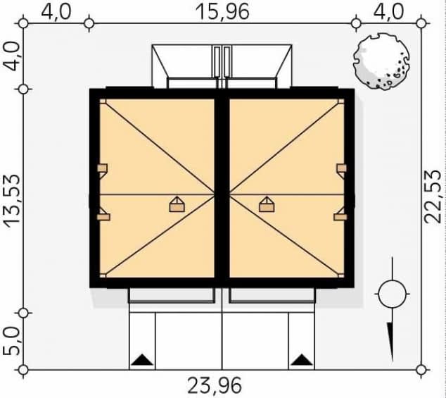 Rzut projektu Pistacjowy (CE) - Usytuowanie na działce
