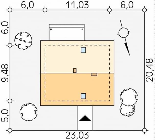 Rzut projektu Indygo dr-S (DR-S) - Usytuowanie na działce