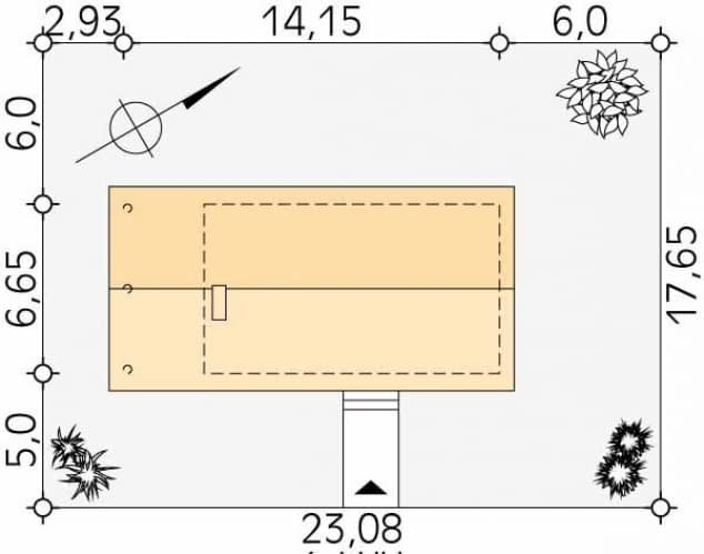 Rzut projektu Traper bal (BAL) - Usytuowanie na działce