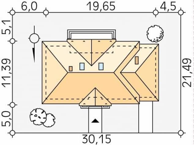 Rzut projektu Borówka 4 bal (BAL) - Usytuowanie na działce