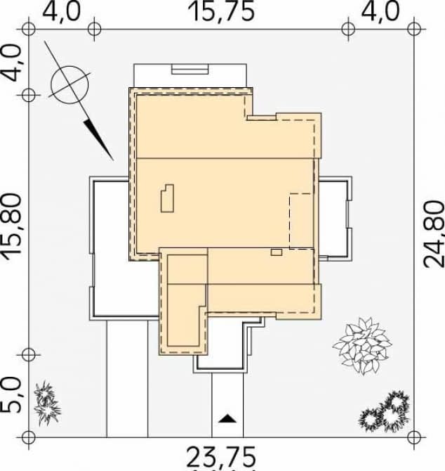 Rzut projektu Luna (CE) - Usytuowanie na działce