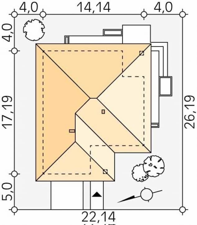 Rzut projektu Ariel 3 (KO) - Usytuowanie na działce